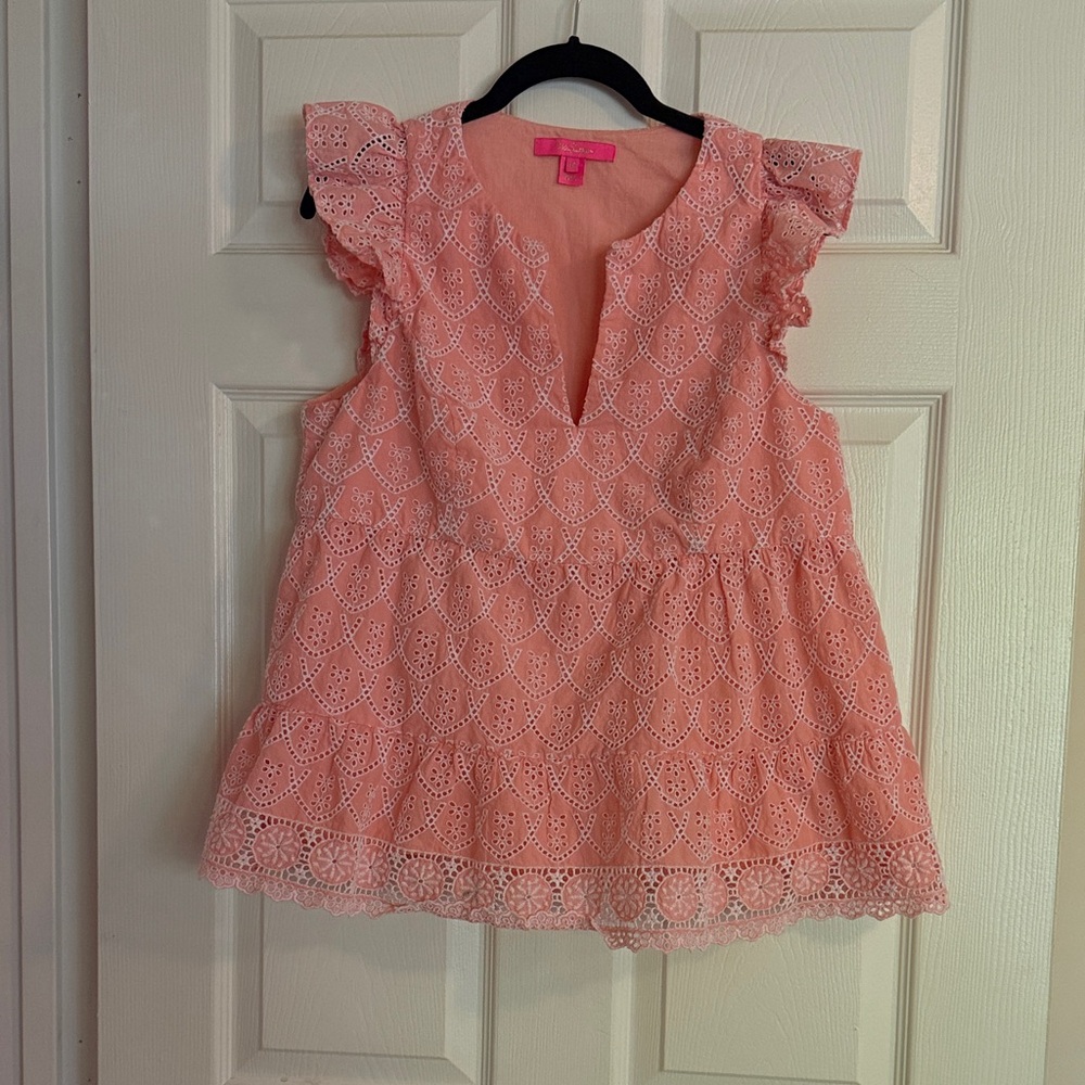 Lilly Pulitzer Pink Eyelet Blouse